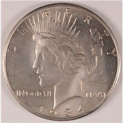 1934-S PEACE DOLLAR, MS-63  CLEANED