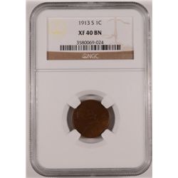 1913-S LINCOLN CENT, NGC XF-40