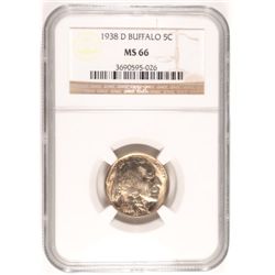 1938-D BUFFALO NICKEL, NGC MS-66 SUPERB