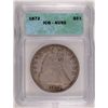 Image 1 : 1872 SEATED DOLLAR ICG AU 50 ORIGINAL