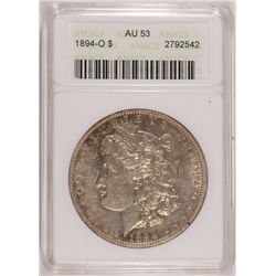 1894-O MORGAN SILVER DOLLAR, ANACS AU-53  VERY NICE