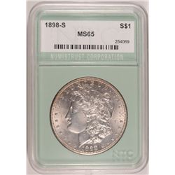 1898-S MORGAN DOLLAR NTC MS65 WHITE, VERY NICE, LOOKS MS64+