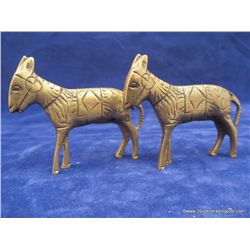 Set of 2 Brass Donkeys