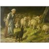 Image 4 : Antique Oil Painting by Ceramano, "Shepherdess and