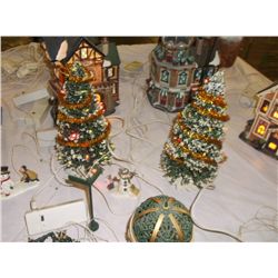 Pair of Decorated & Light Up Trees