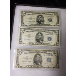3-Five Dollar Silver Certificate