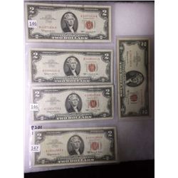 5-$2 Red Seal Bills