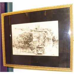 Pencil Sketch "Hyde Street & Ships" Signed