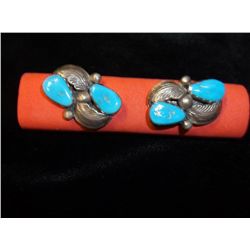 Sterling Silver Cuff Links With Turquoise