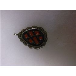Sterling Silver Pendant With Coral Stones