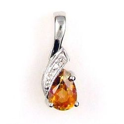 Natural .26ct Topaz Diamond Pendant Sterling Silver