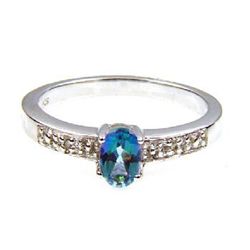 0.56ct Treated Topaz Diamond Ring Sterling Silver