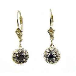 0.25ct Black Diamond Dangle Earrings Sterling Silver