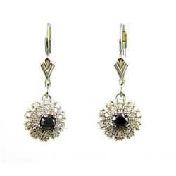 0.25ct Black Diamond Dangle Earrings Sterling Silver