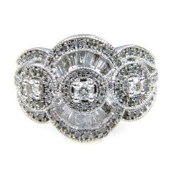 Genuine 1.00ct Diamond Ring Sterling Silver