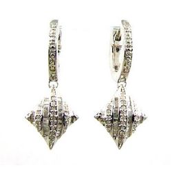 Natural .50ct Diamond Dangle Earrings Sterling Silver