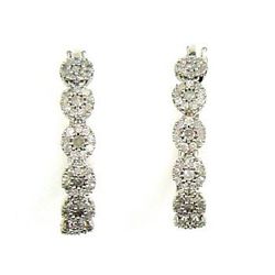 Genuine .75ct Diamond Hoop Earrings Sterling Silver