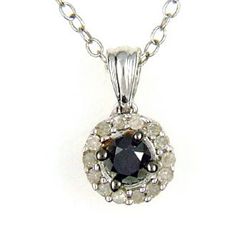 Natural .50ct Black Diamond Pendant Sterling Silver