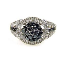 Genuine .63ct Black Diamond Ring Sterling Silver