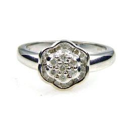 Natural .33ct Diamond Ring Sterling Silver