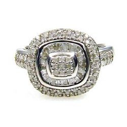 Natural .50ct Diamond Ring Sterling Silver