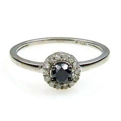 Genuine .50ct Black Diamond Ring Sterling Silver