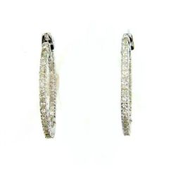 Genuine .50ct Diamond Hoop Earrings Sterling Silver