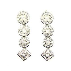 Genuine 1.00ct Diamond Dangle Earrings Sterling Silver