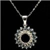Image 1 : 18K WHITE GOLD PLATED BLUE DIAMOND PENDANT