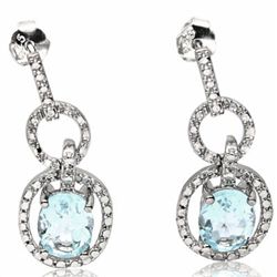 Marvelous 2.82 Ct Blue Topaz 925 Silver Earrings