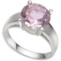 Round 10mm Pink Amethyst 0.925 Silver Ring