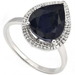 10x12mm Sapphire & Diamond in 0.925 Silver Ring