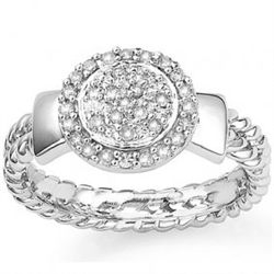 Dazzle 0.925 Silver 32pcs/0.16Ct Diamond Accent Ring