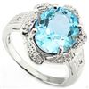 Image 1 : Wonderful 6.2CT Blue Topaz & Diamond Silver Ring