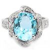 Image 2 : Wonderful 6.2CT Blue Topaz & Diamond Silver Ring