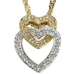 Eternity Diamond Heart with 2 Tone Silver Pendant
