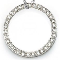 Circle Of White Diamond Pendant Set In Silver
