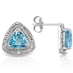 Gorgeous 1.07 Ct Blue Topaz 925 Silver Earrings