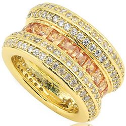 Created Yellow / White Sapphire 18k Gold Plated Ring