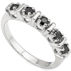 Glamour 2.5mm(5pcs) Black Diamond 18K Gold Plated Ring