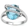 Image 1 : Stunning 5CT Oval Blue Topaz & Diamond Silver Ring