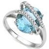 Image 2 : Stunning 5CT Oval Blue Topaz & Diamond Silver Ring