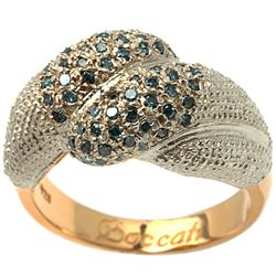 Striking 64pcs/0.38CT Blue Diamond 0.925 Silver Ring