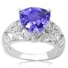 Image 1 : Royal Blue 10mm Lab Tanzanite& Diamond Silver Ring