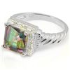 Image 3 : Fancy 8mm/2CT Mystical Quartz & Diamond Silver Ring