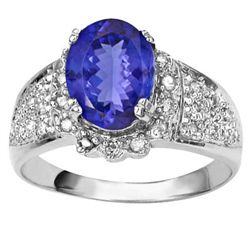 6x8mm/1.3CT Genuine Tanzanite & Diamond 10k Gold Ring