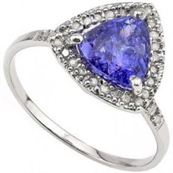 Genuine Tanzanite & 28pcs Diamond in 10K Gold Ring