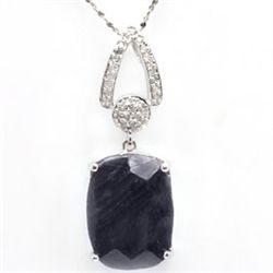 Cushion Sapphire & Diamond 10K Gold Pendant