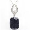Image 1 : Cushion Sapphire & Diamond 10K Gold Pendant