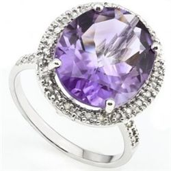12x14mm Amethyst & 33Pcs Diamond Gold Ring